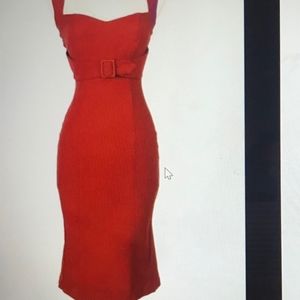 Burnt orange Pin Up Girl wiggle dress